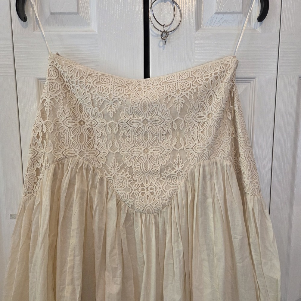 Parker Ivory Sun Lace Yoke Flowy Skirt SK93091889Y Cream Boho Size 14 NEW - Picture 9 of 16